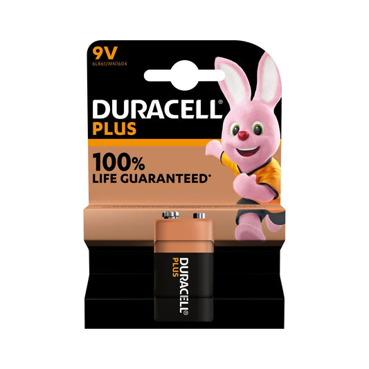 DURACELL Batterie Alkaline E-Block 6LR61, 9V Plus, Extra Life, Retail Blister (1-Pack)