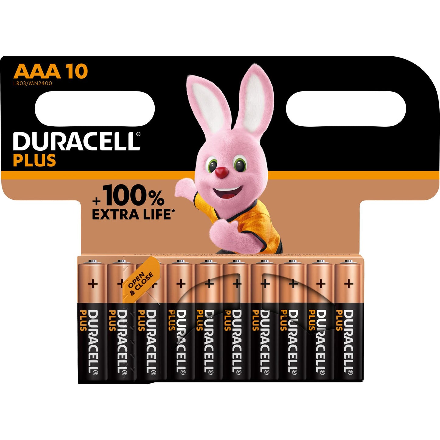 DURACELL Batterie Alkaline Micro AAA LR03, 1.5V Plus, Extra Life, Retail Blister (10-Pack)