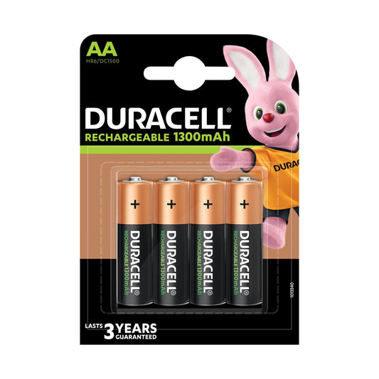 DURACELL Akku NiMH Mignon AA HR06, 1.2V/1300mAh Rechargeable, Pre-charged, Retail Blister (4-Pack)