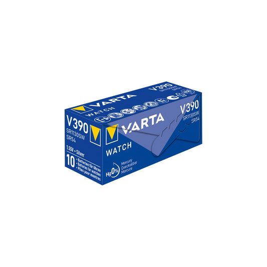 VARTA Batterie Silver Oxide Knopfzelle 390, SR54, 1.55V Watch, Retail (10-Pack)