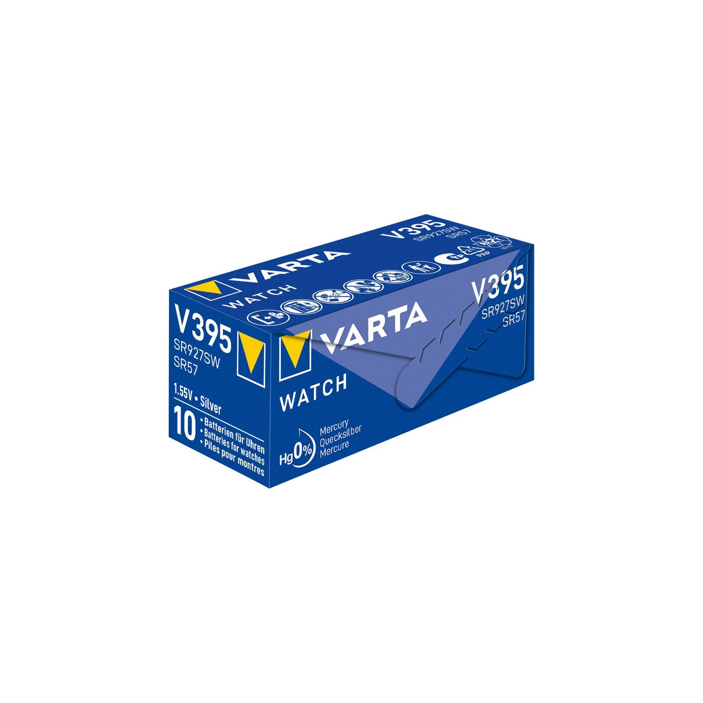 VARTA Batterie Silver Oxide Knopfzelle 395, SR57, 1.55V Watch, Retail (10-Pack)