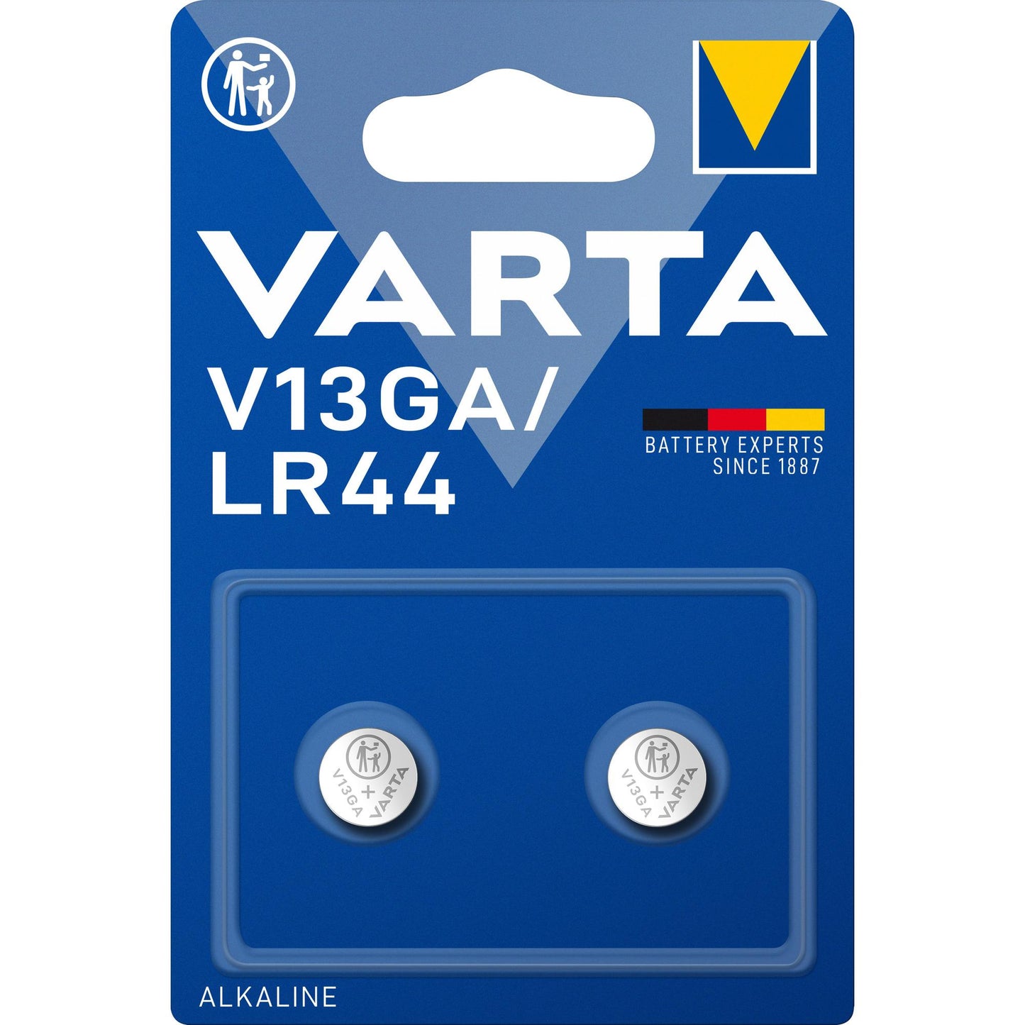 VARTA Batterie Alkaline Knopfzelle LR44, V13GA, 1.5V Electronics, Retail Blister (2-Pack)
