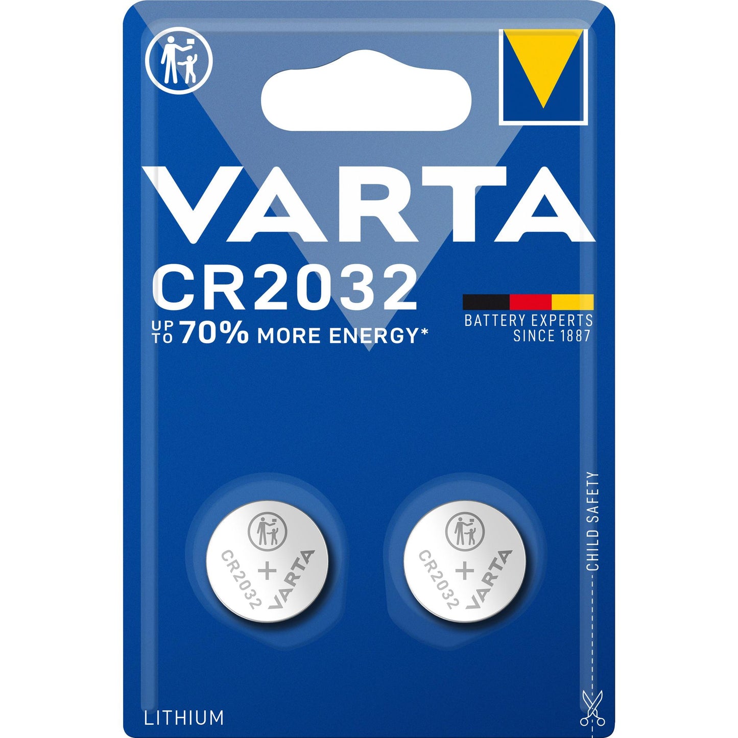 VARTA Batterie Lithium Knopfzelle CR2032, 3V Electronics, Retail Blister (2-Pack)