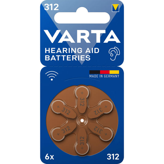 VARTA Batterie Zinc Air 312, 1.4V Retail Blister (6-Pack)