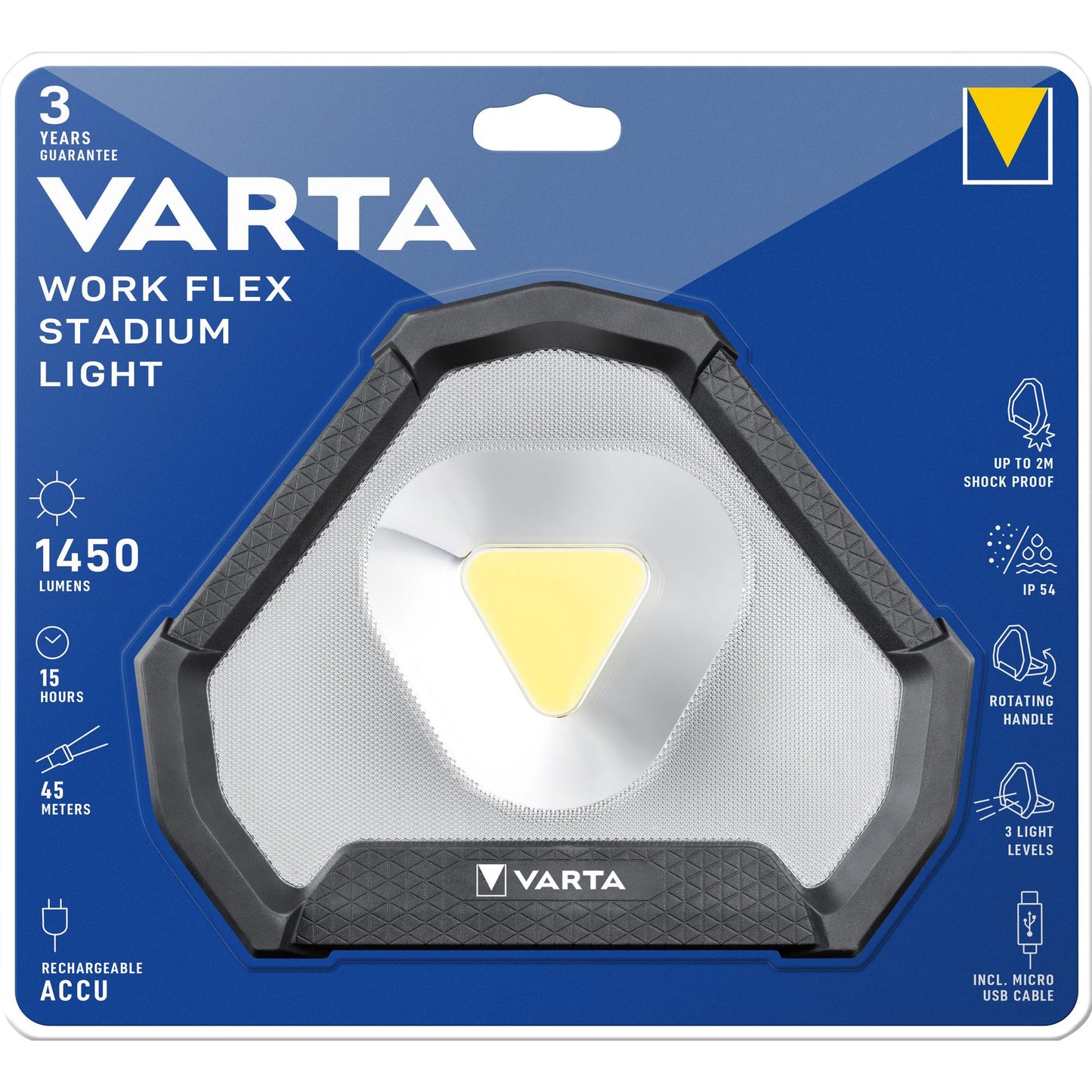 VARTA LED Taschenlampe Work Flex Line Stadium Light - 1450lm inkl. Lithium-Ionen Akku Retail Blister