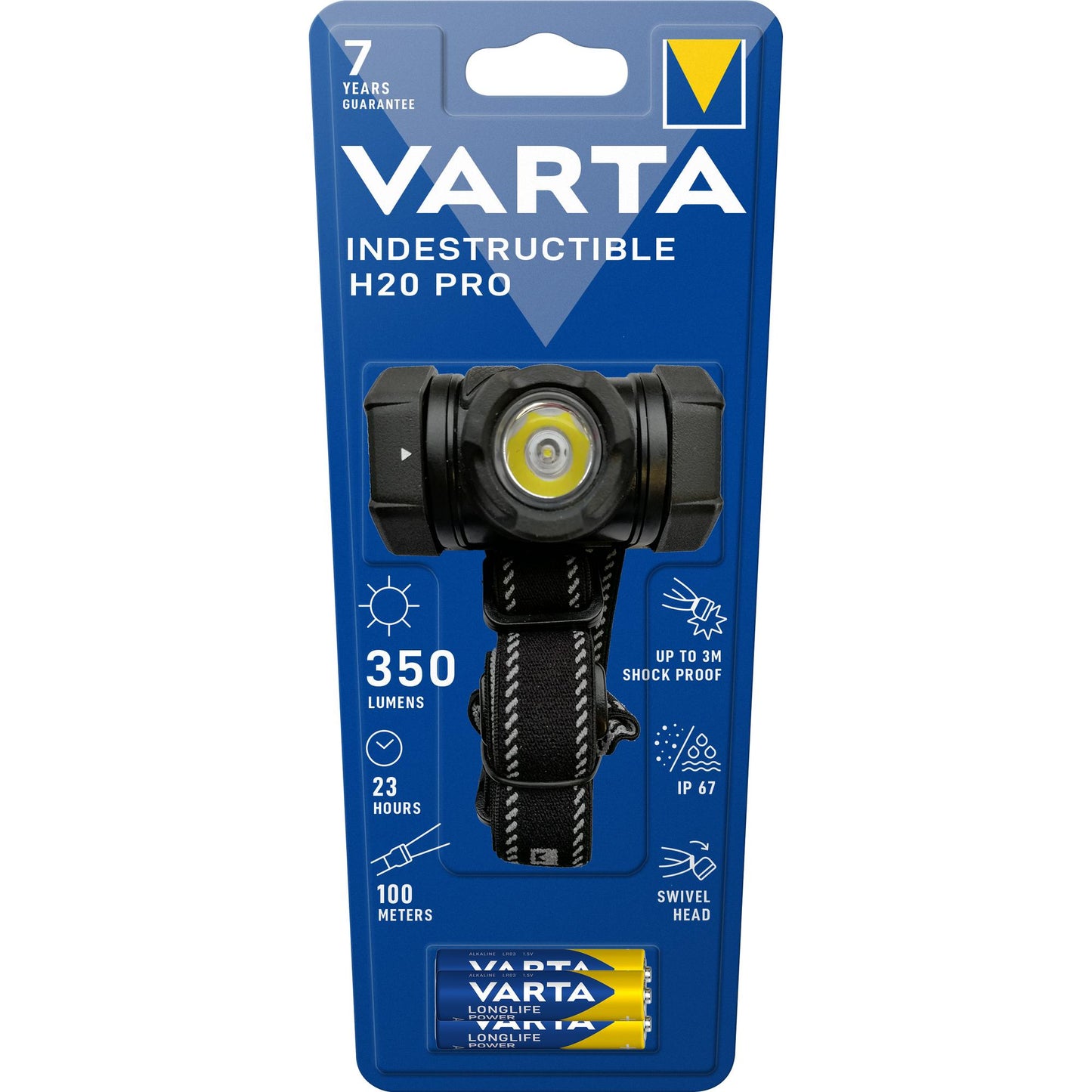 VARTA LED Taschenlampe Indestructible H20 Pro, 350lm inkl. 3x AAA Alkaline Batterie, Retail Blister