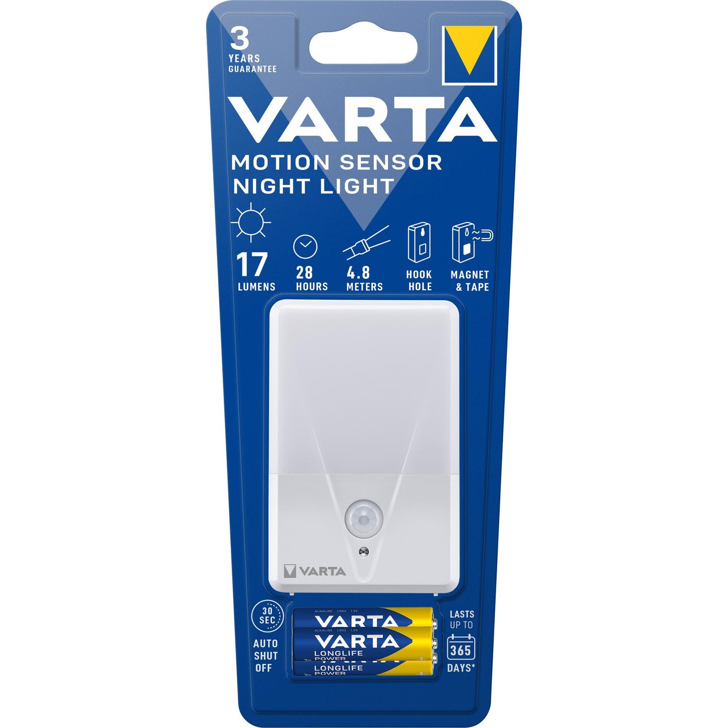 VARTA LED Taschenlampe Motion Sensor Night Light, 17lm inkl. 3x Batterie Alkaline AAA, Retail Blister