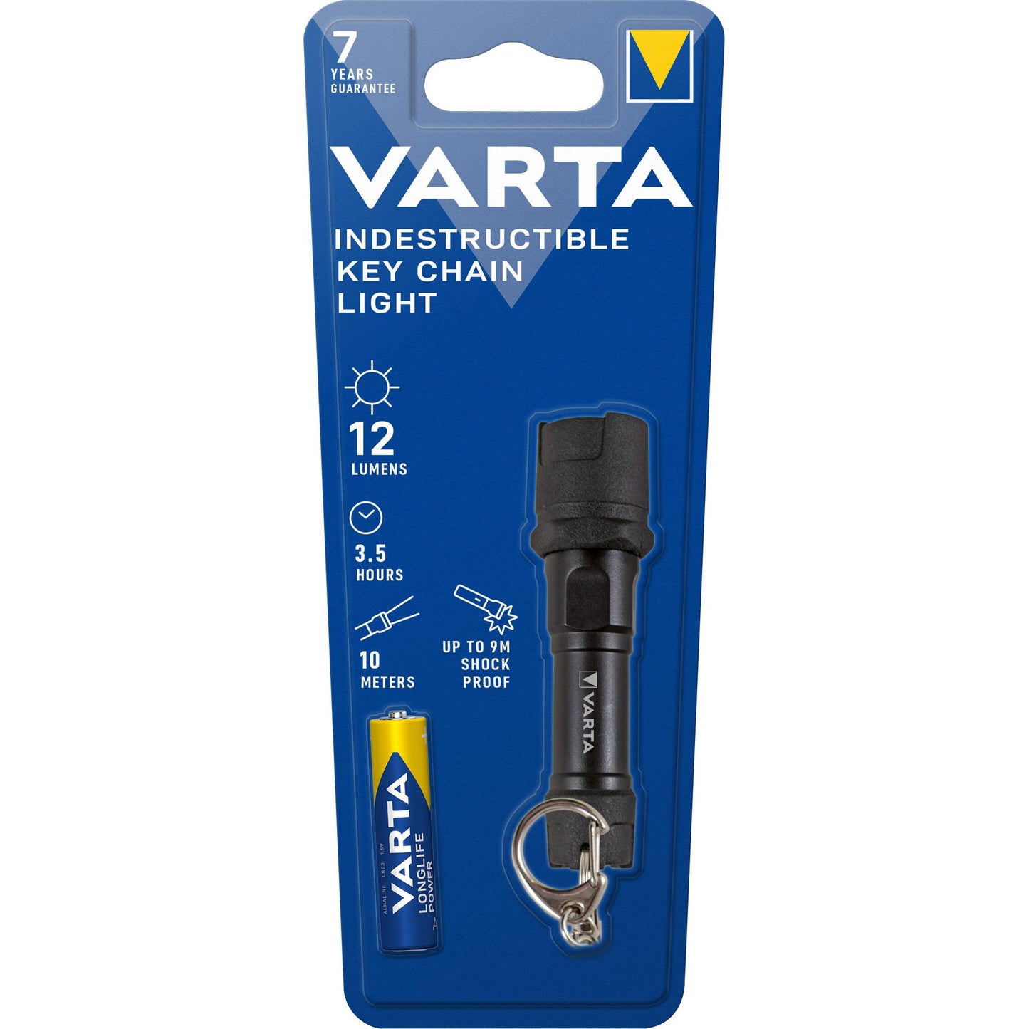 VARTA LED Taschenlampe Indestructible Key Chain Light, 12lm inkl. 1x Batterie Alkaline AAA, Retail Blister