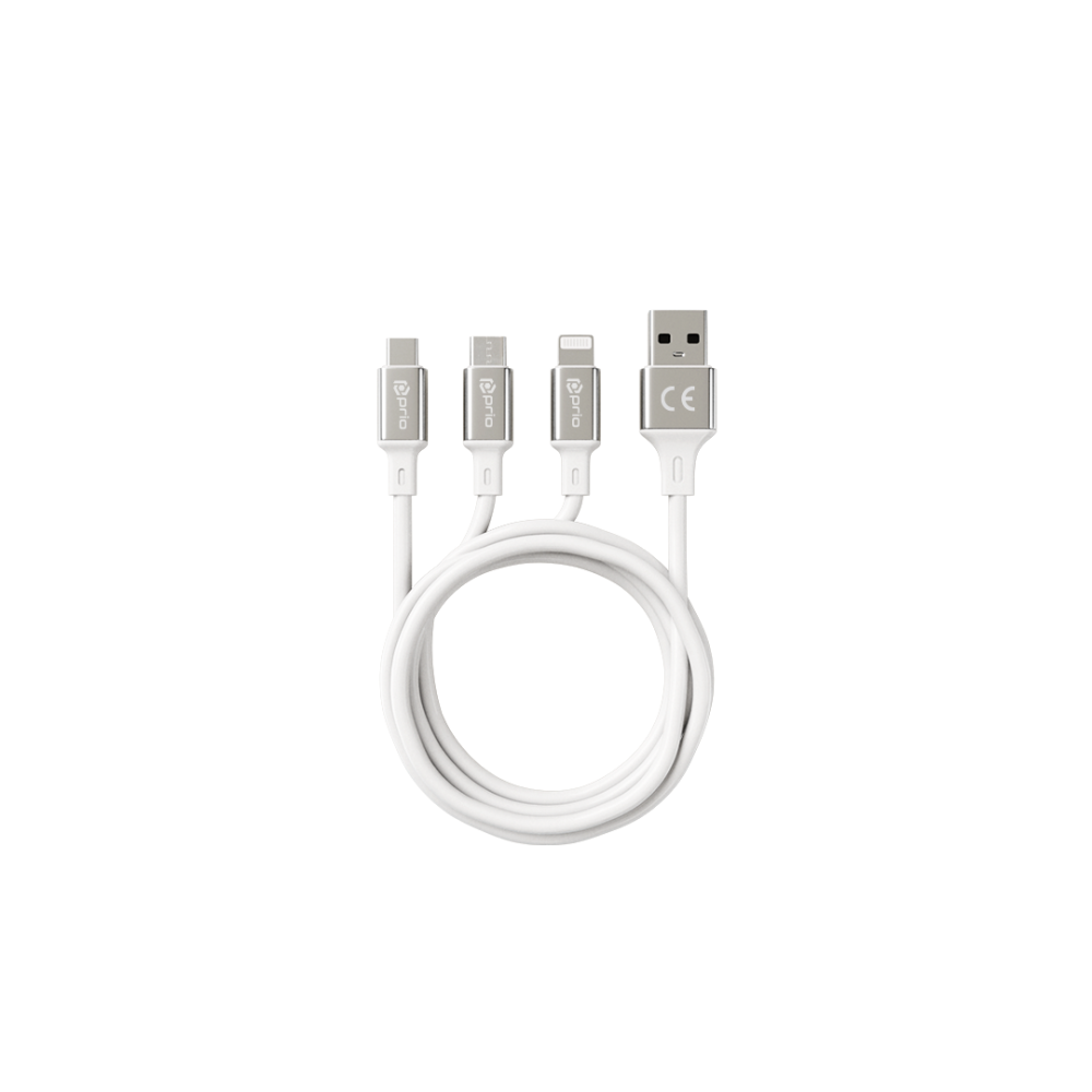 prio 3in1 Micro USB & USB C & Lightning auf USB-A-Kabel (0,6m)