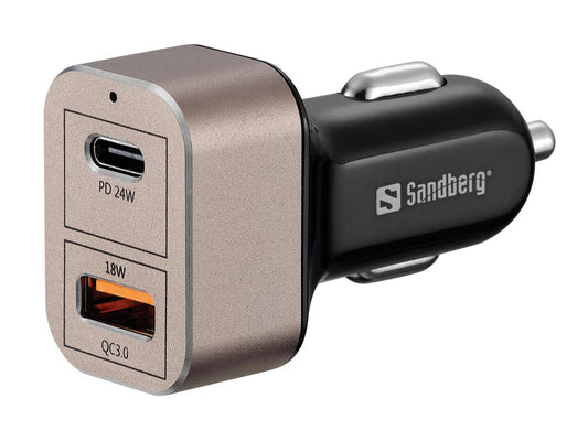 Sandberg Car Charger 1xQC3.0 + 1xUSB-C 20W