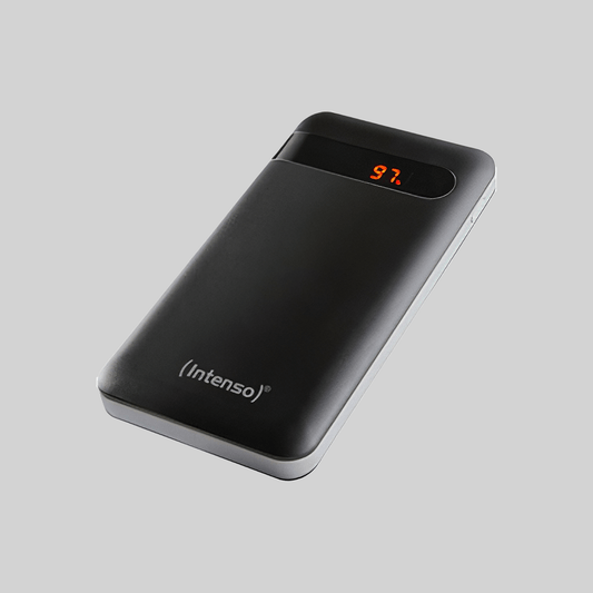 Intenso Powerbank PD10000 Power Delivery ohne Verpackung Hintergrund Grau