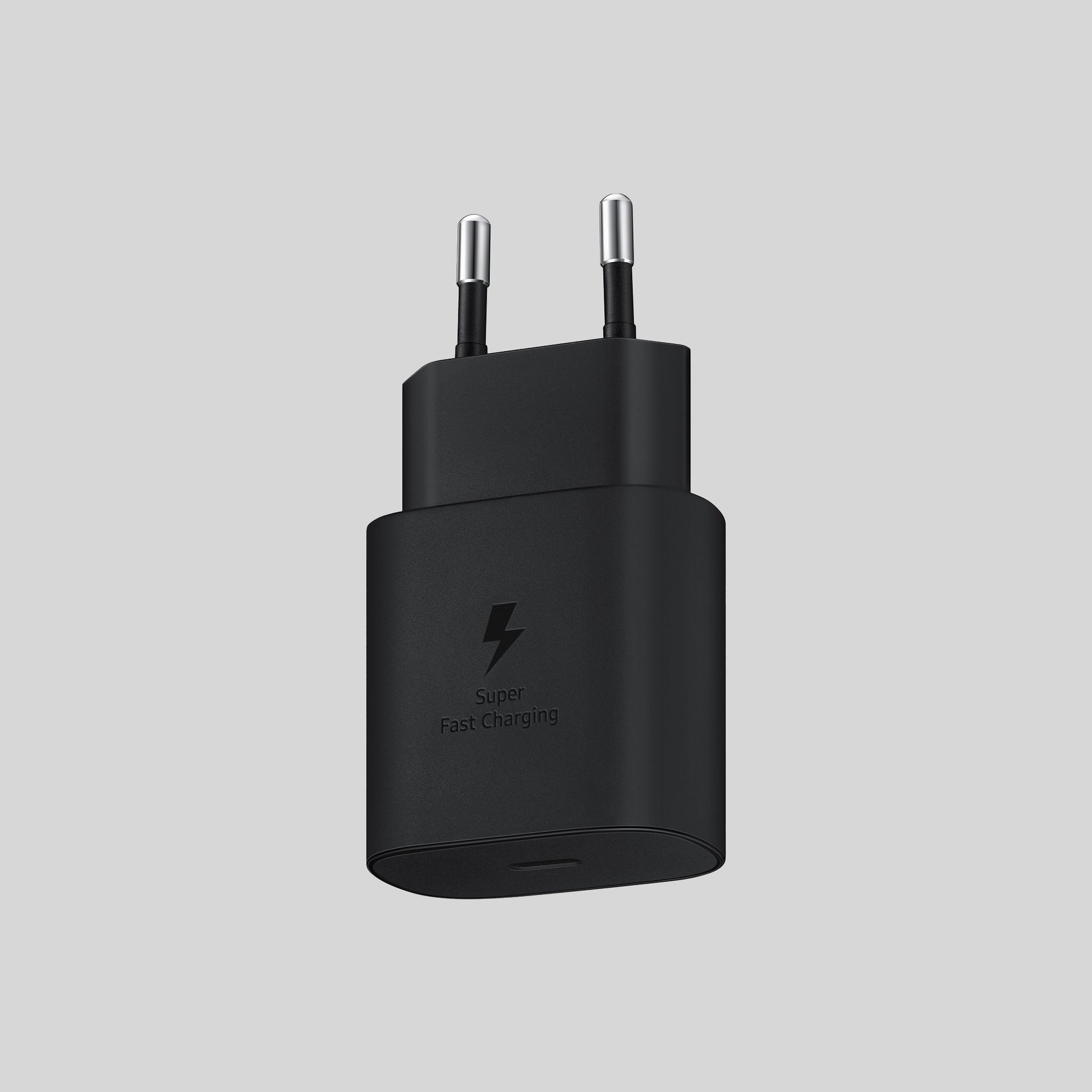 Samsung Fast Charger 25W Ladegerät seite ohne Verpackung hintergrund Grau