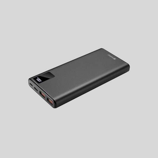Sandberg Powerbank USB-C PD 20W 10000 ohne Verpackung seitlich Hintergrund Grau