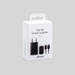 Samsung Power Travel Adapter Ladegerät mit Verpackung Hintergrund Grau