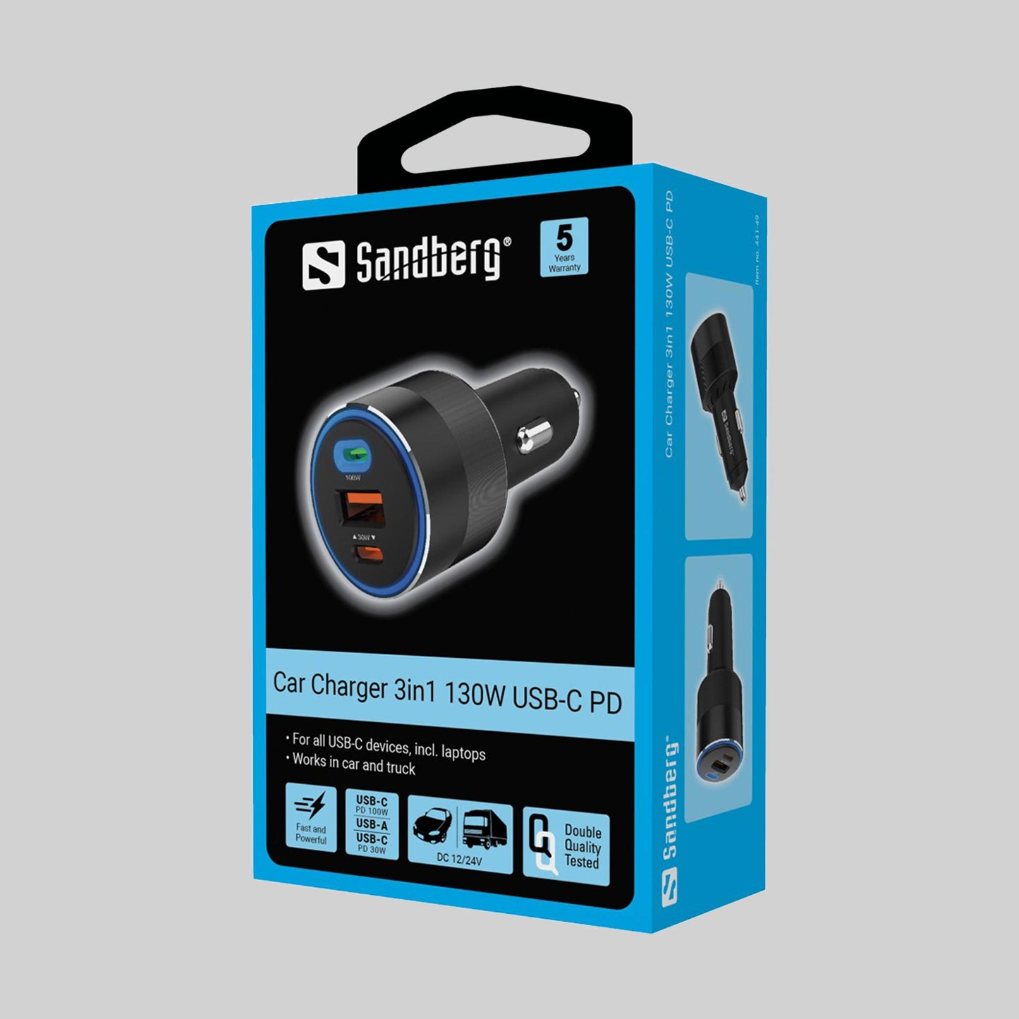 Sandberg Car Charger 3in1 130W USB-C PD